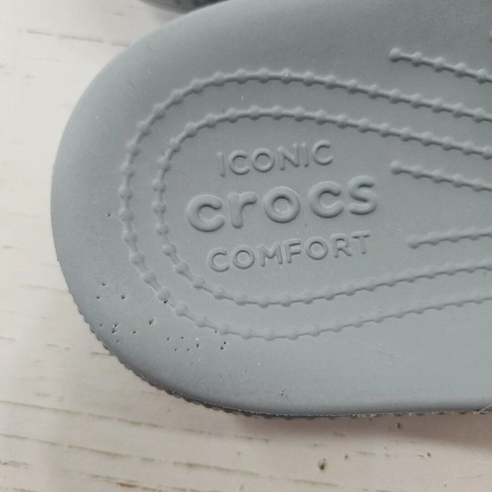 Crocs Classic Dual Band Womens 8 Gray Slip On‎ Slides Sandals Jibbitz 206761